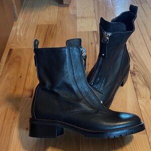 NWOT Napoleoni Black Leather Ankle Boots SZ 37